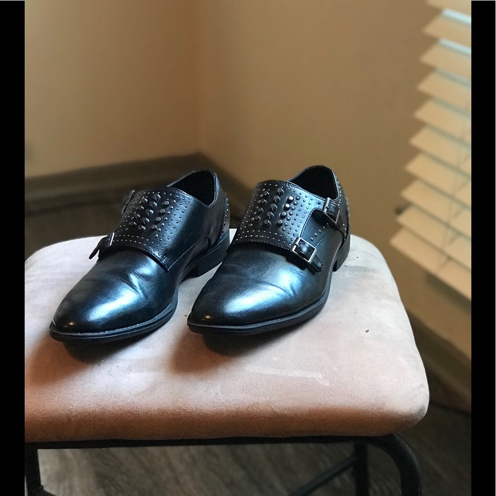 ASOS brand monk shoes in faux leather w/studs 9